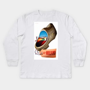 Vintage Travel Poster The Netherlands See Holland Kids Long Sleeve T-Shirt